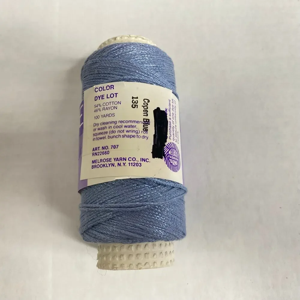 Melrose Cottonette Yarn Spool Lot of 5 Blue Cotton Rayon Vintage Discontinued